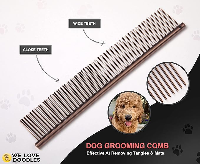 We Love Doodles Small Dog Grooming Comb & Dog Grooming Scissors Kit Bundle - Grooming Comb & Grooming Shears, Scissors and Scissors Kit - Removes Tangles - Made in USA