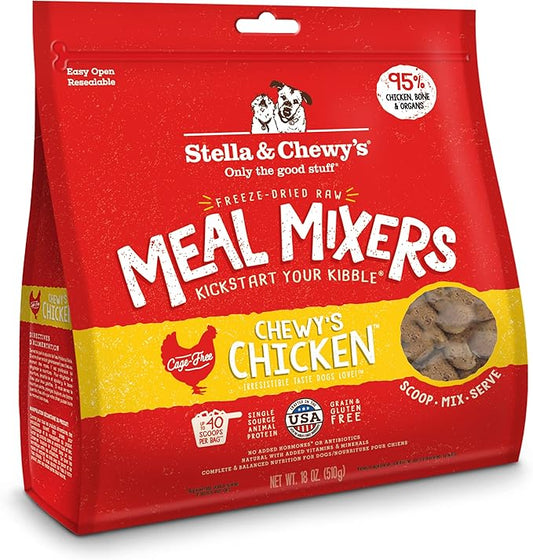Stella & Chewy's Freeze Dried Raw Chewy’s Chicken Meal Mixers – Dog Food Topper for Small & Large Breeds – Grain Free, Protein Rich Recipe – 18 oz Bag