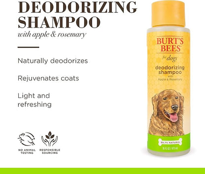 Burt's Bees for Pets Deodorizing Dog Shampoo with Apple and Rosemary, 95% Natural Origin Formulas, Dog Deodorizing Shampoo - Gentle Dog Shampoo, Best Dog Shampoo for Smelly Dogs, 16 oz