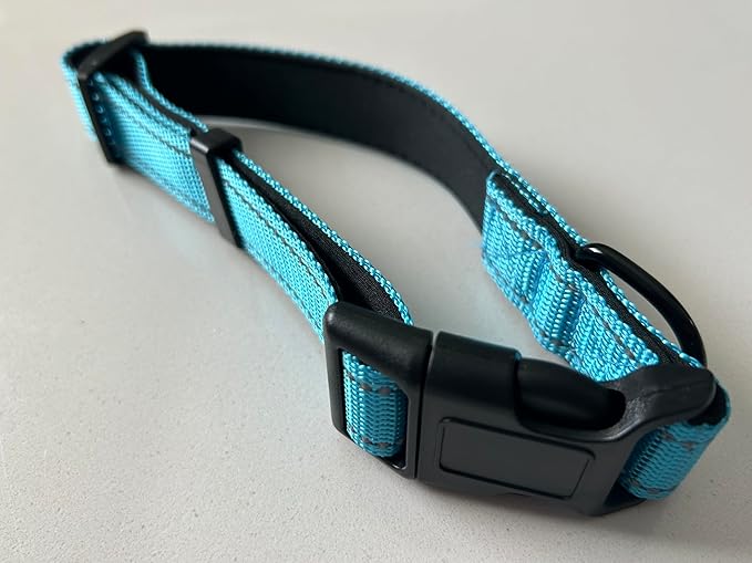 Generic Reflective Dog Collar,Soft Neoprene Padded Breathable Nylon Pet Collar Adjustable for Small Dogs,Blue,S