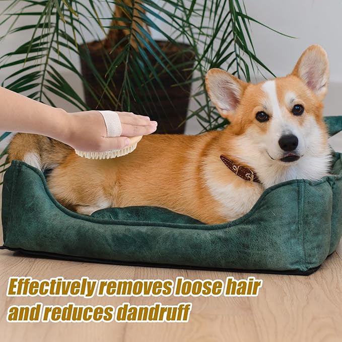 Pet Palm Brush for Dogs & Cats, Puppy Hand Brush for Massaging Grooming Shedding, Soft Bristle Kitten Brush Efficient Pet Loose Hair Remover Comb Supplies for Long and Short Hair Pets(Brown)