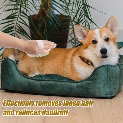 Pet Palm Brush for Dogs & Cats, Puppy Hand Brush for Massaging Grooming Shedding, Soft Bristle Kitten Brush Efficient Pet Loose Hair Remover Comb Supplies for Long and Short Hair Pets(Brown)