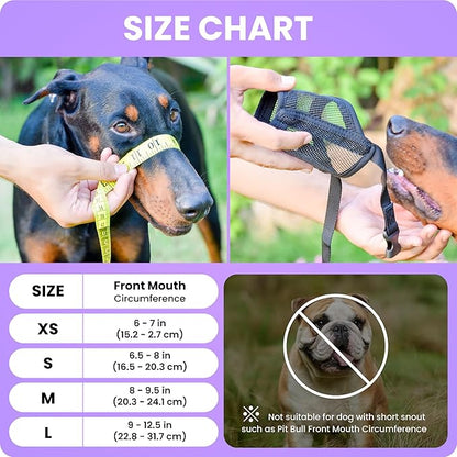 Flintstone Muzzle for Medium Sized Dog - Soft Mesh Dog Muzzle Medium Sized Dogs | Breathable Dog Muzzles for Medium Dogs | Dog Muzzles to Prevent Biting Chewing Grooming | No Bark Muzzle M 8”-9.5”