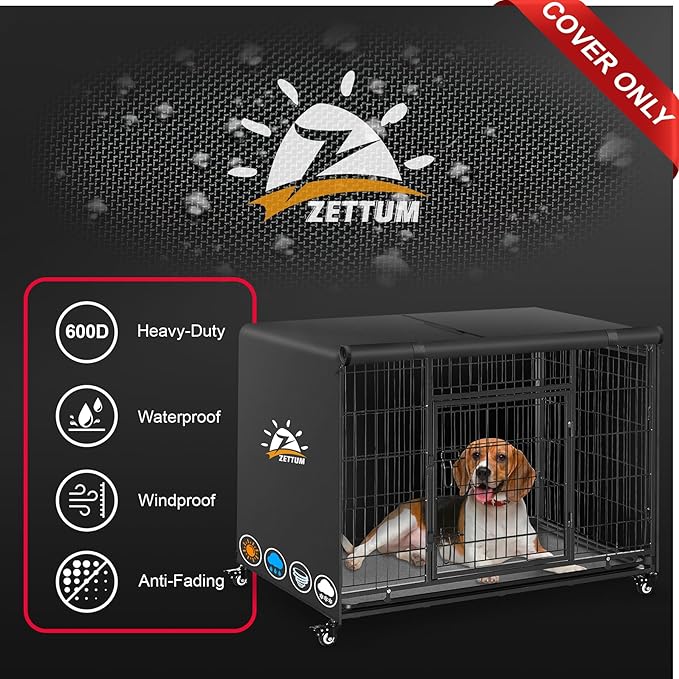 Dog Crate Cover 24 Inch - 600D Kennel Crate Covers for Dog Cage Waterproof & Heavy Duty, Small Dog Cage Cover Universal Fit for Most Wire Pet Crates - 24 x 19 x 19 Inch (Cover Only)