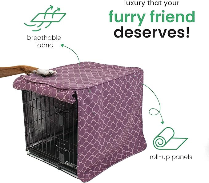 Molly Mutt Royals Dog Crate Cover, 100% Cotton Canvas Cover with 2 Roll-Up Panels, Ideal for Dog or Cat Crate, Durable, Washable, and Free of Harmful Chemicals, 42" x 28" x 31"