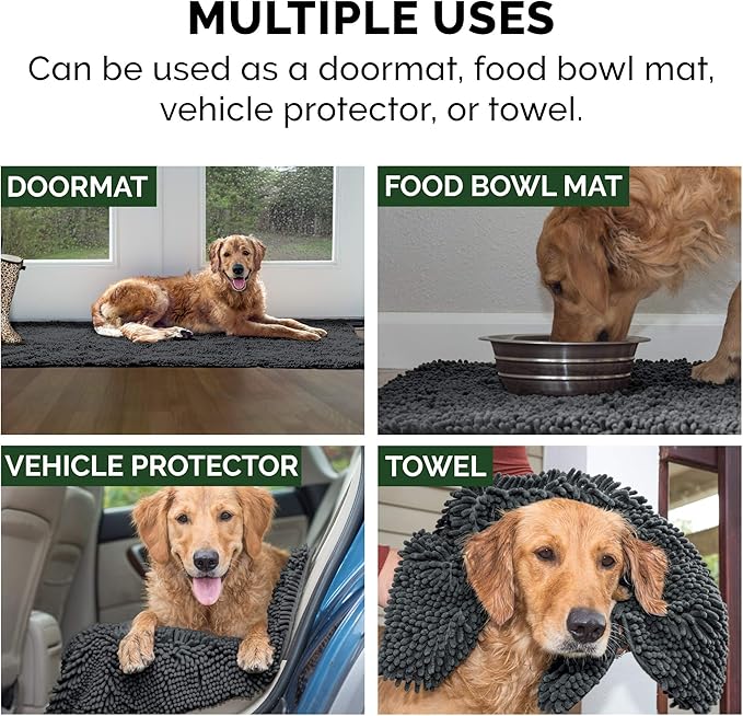 Furhaven 60" x 48" Highly Absorbent Dog Door Mat for Muddy Paws, 100% Washable, Perfect for Entryway, Kitchen, & Bathroom Use - Chenille Shammy Rug - Charcoal (Gray), Jumbo Plus/XXXL