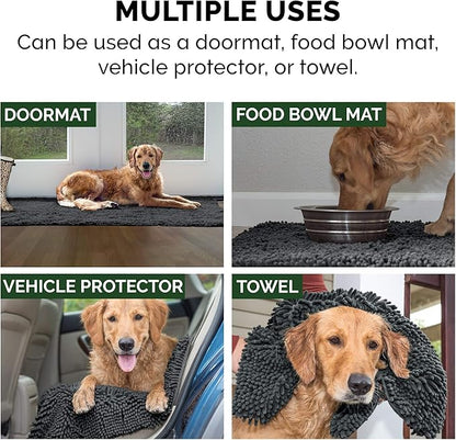 Furhaven 60" x 48" Highly Absorbent Dog Door Mat for Muddy Paws, 100% Washable, Perfect for Entryway, Kitchen, & Bathroom Use - Chenille Shammy Rug - Charcoal (Gray), Jumbo Plus/XXXL