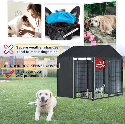 Outdoor Dog Kennel Cover, 4 ft. x 4 ft. x 4.5 ft. Outdoor Large Full Cover Dog Kennel Cover, 600D Heavy Duty Waterproof, Windproof, UV Resistant (Cover Only)