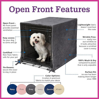 Pet Dreams Dog Crate Cover - Breathable Fabric Kennel Topper for Single-Door Crates, Fits iCrate Dog Cages 18, 24, 30, 36, 42, 48 Inches (Ivory, Large, 36")
