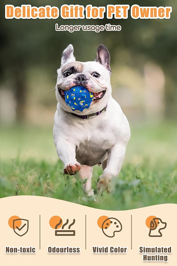 Upgrade Dog Balls for Aggressive Chewers, Indestructible Tennis Balls for Dogs, Durable Bouncy Dog Toy Balls, Interactive Dog Toys for Fetch Game, Lightweight Floating Dog Toys (4Pcs Small Size)
