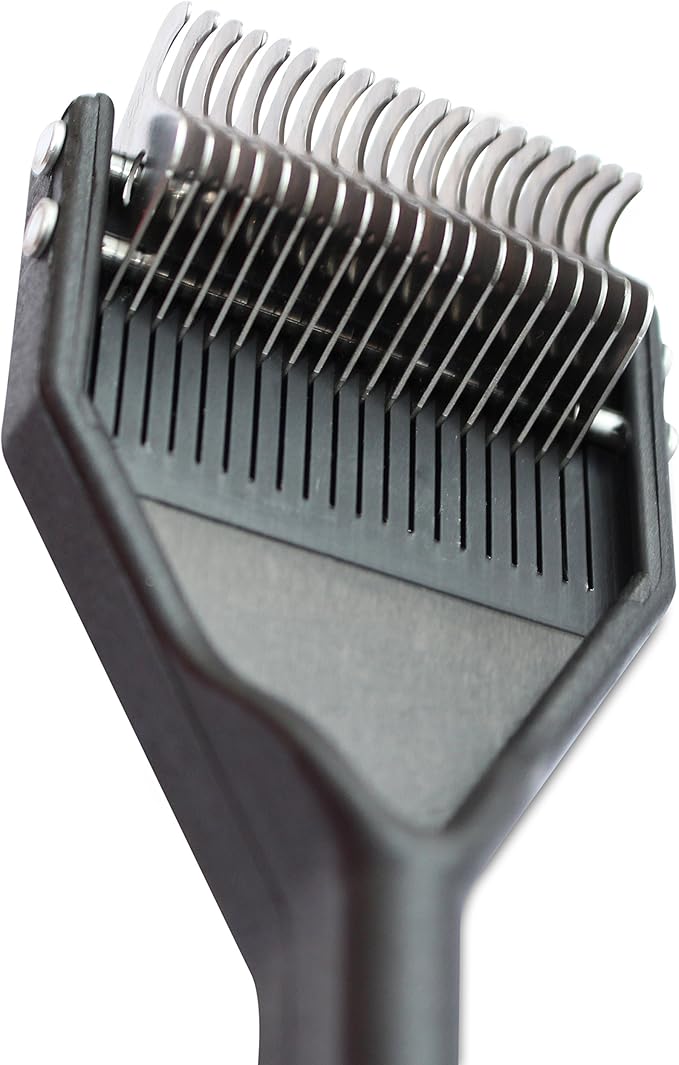 Mars Coat King Dematting Undercoat Grooming Rake Stripper Tool for Dogs and Cats, Stainless Steel with Plastic Handle, Made in Germany, 19-Blade Extra Fine