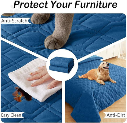 hyha Waterproof Dog Bed Blanket, Soft Dog Bed Cover Pet Blankets, Washable Couch Sofa Cover for Dogs, Reversible Pet Sofa Covers for Furniture (30x70 Inch, Navy Blue/Blue)