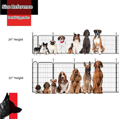 Puppy Playpen Indoor/Outdoor,24'' Portable Dog playpen with Easy-Carry Straps,8 Panels Dog Pen Play Pen for Small Dogs,Rustproof Pet Playpen for Camping RV Yard(with One Door)