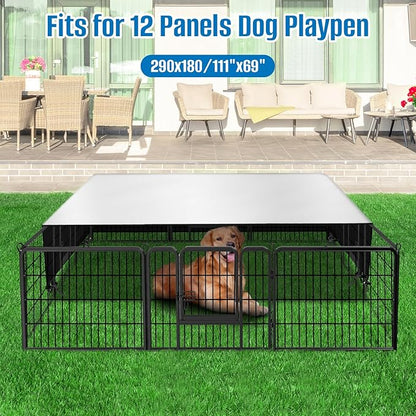 SIRUITON Dog Playpen Cover,Heavy Duty 600D Oxford Fabric with Sun/Rain Dog Play Pen Cover Top Sun Shade Specialized Fits for 24/32/40/45/50" Panels Dog Playpen.(Cover Only)