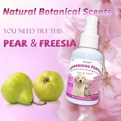 Deodorizing Perfume Spray for Pets, luxury Scent, Long-Lasting Fragrance (1.69 Fl Oz, Pear & Freesia)