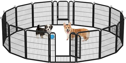 Yaheetech Dog Playpen Outdoor, 32 inch 16 Panels Dog Pen Indoor Heavy Duty Puppy Exercise Pen Metal Pet Fence for RV Camping/Yard/Garden