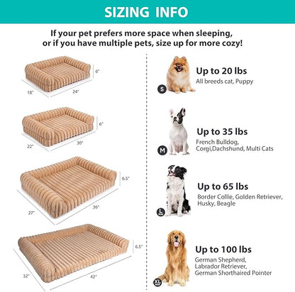 Thick Orthopedic Cat Sofa, Waterproof Supportive Foam Small Dog Sofa Bed with Washable Cover, Faux Fur Comfy Bolster Couch Pet Beds with Nonskid Bottom (Grey, 24"x18")