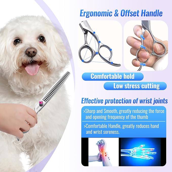 Chunkers Dog Grooming Scissors 7.5 in Professional Thinning Shears for Dogs Pet Grooming Scissors Chunkers Shears Dog Grooming Japan 440C 70% Thinning Rate 24 Teeth(7.5'',Chunkers)
