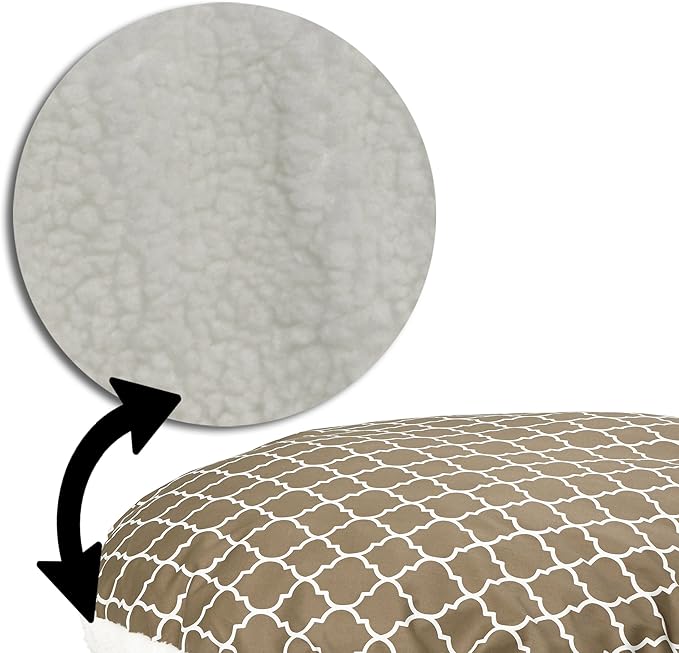 Midwest Homes for Pets Over-Stuffed Dog Bed feat Teflon with Brown/Fleece Pattern, Medium