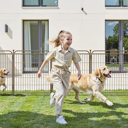 Gardner Pet Dog Playpens, 40" H 16 Panels Dog Pen Outdoor/Indoor Dog Fence Exercise Pen for Small/Medium/Large Dogs, Foldable Pet Play Yard Gate with Gravity Automatic Lock, Pet Playpen, Brown