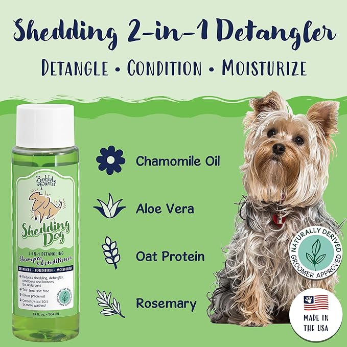 Bobbi Panter Dog Shampoo and Conditioner - Made in USA - All Natural 2-in-1 Formula for Detangles & Reduces Shedding - Concentrated 10:1 for Professional Groomers - Pear Scent, 13 Oz (Case of 12)