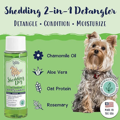 Bobbi Panter Dog Shampoo and Conditioner - Made in USA - All Natural 2-in-1 Formula for Detangles & Reduces Shedding - Concentrated 10:1 for Professional Groomers - Pear Scent, 13 Oz (Case of 12)