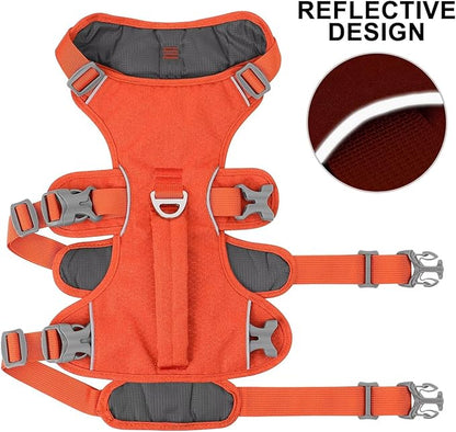 Beirui Escape Proof Dog Harness,Soft Padded Dog Vest No Pull with Lift Handle,Durable Reflective Waterproof Full Body Pet Harness for Small Medium Dogs Walking Training(Orange,Chest 18-32")
