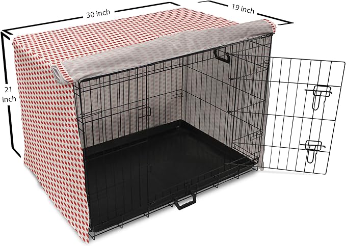 Lunarable Fruits Dog Crate Cover, Apple Fruit on Faded Dots Backdrop Fun Happy Pattern, Easy to Use Pet Kennel Cover for Cats & Medium Dogs, 30 Inch, Red Green Black