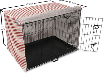 Lunarable Fruits Dog Crate Cover, Apple Fruit on Faded Dots Backdrop Fun Happy Pattern, Easy to Use Pet Kennel Cover for Cats & Medium Dogs, 30 Inch, Red Green Black