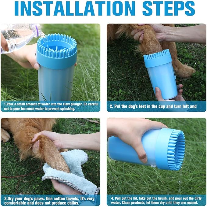 Portable Dog Paw Cleaner Upgrade Dog Cleaning Brush Paw Cleaner for Small/Medium Dogs (New, Red)