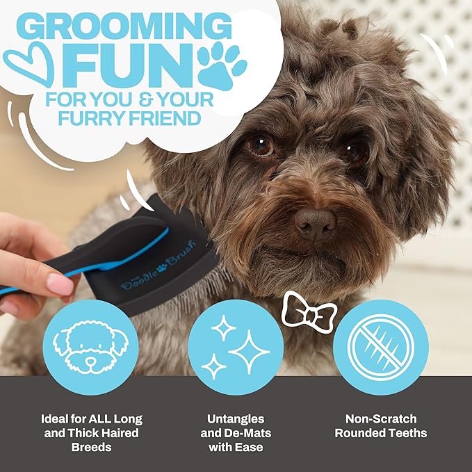 Doodle Brush Slicker Brush for Dogs - Dog Brush for Long Haired Dogs Goldendoodle, Bernedoodle Golden Doodle Brush Dog Brush for Poodles, Cockapoo, Dog Brush for Doodles, Poodle Brush - Extra Long Pin