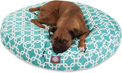 Navy Blue Links Small Round Indoor Outdoor Pet Dog Bed With Removable Washable Cover By Majestic Pet Products