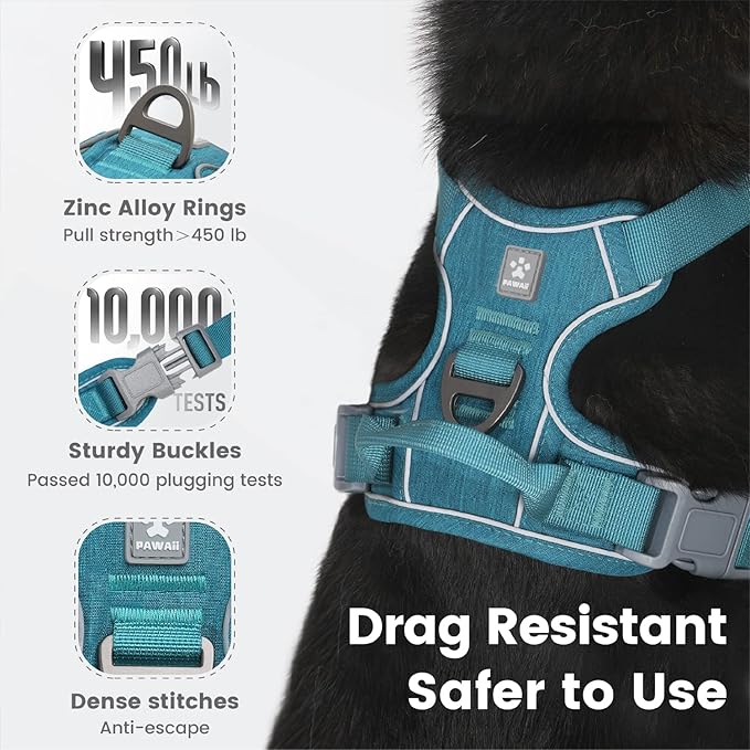 Pawaii Dog Harness for Small Dogs, Dog Harness with Pet ID Tag, No Choke Dog Harness, Adjustable Soft Padded Pet Vest with Easy Control Handle