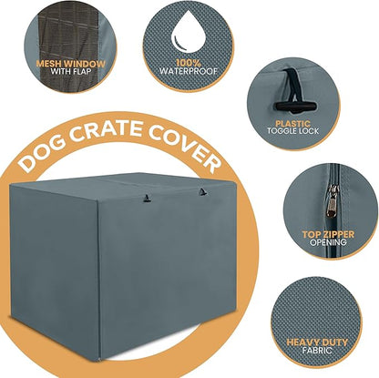 Utopia Home Dog Crate Cover, Waterproof Dog Kennel Cover 42 Inch - Gray, 600D Heavy Duty Dog Cage Cover Universal Fit for Most Wire Pet Crates - 42 x 28 x 30 Inch (Cover Only)