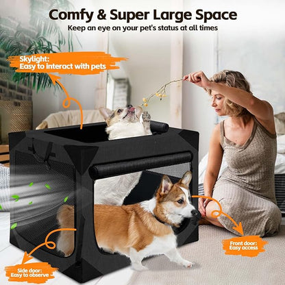 Dog Crate 36x25x25 Inch Dog Crate for Large Dogs, Portable and Foldable Design Perfect for Travel or Home Use, Dog Kennel with 3-Door