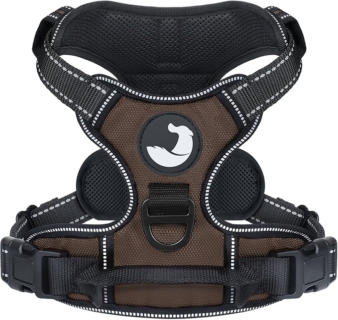 Joytale No Pull Dog Harness for Small Dogs, Reflective Pet Vest with Front Clip, Adjustable Soft Padded Harnesses with Easy Control Handle for Training and Walking, Brown, S