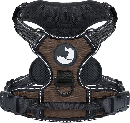 Joytale No Pull Dog Harness for Small Dogs, Reflective Pet Vest with Front Clip, Adjustable Soft Padded Harnesses with Easy Control Handle for Training and Walking, Brown, S