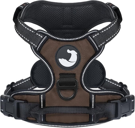 Joytale No Pull Dog Harness for Small Dogs, Reflective Pet Vest with Front Clip, Adjustable Soft Padded Harnesses with Easy Control Handle for Training and Walking, Brown, S