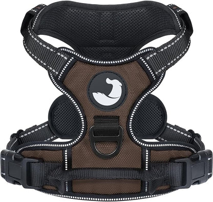 Joytale No Pull Dog Harness for Extra Large Dogs, Reflective Pet Vest with Front Clip, Adjustable Soft Padded Harnesses with Easy Control Handle for Training and Walking, Brown, XL