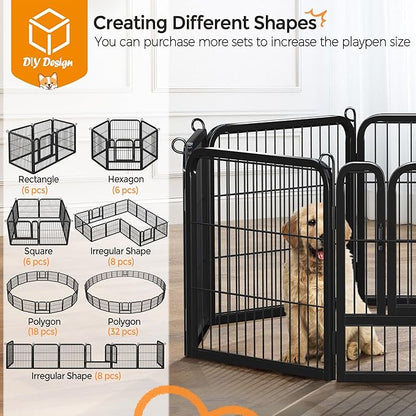 Yaheetech Dog Playpen Outdoor, 24 inch 8 Panels Dog Pen Indoor Heavy Duty Puppy Exercise Pen Metal Pet Fence for RV Camping/Yard/Garden