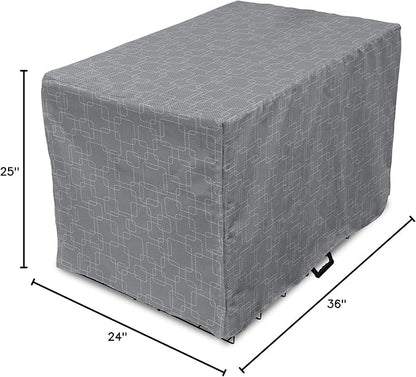 Ambesonne Geometric Dog Crate Cover, Interlinking Round Edged Squares Forming Tileable Pattern, Easy to Use Pet Kennel Cover for Medium Large Dogs, 36 Inch, Pearl Grey