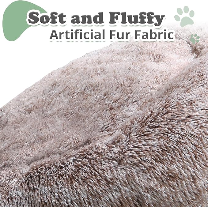JOLLYVOGUE Dog Beds, Calming Small Dog Bed, Anti-Anxiety Dog Bed for Small Dogs, Fluffy Donut Dog Bed, Cozy Dog Cat Cushion Bed for Small Medium Dogs and Cats (20")