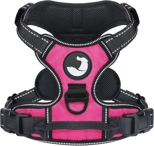 Joytale No Pull Dog Harness for Small Dogs, Reflective Pet Vest with Front Clip, Adjustable Soft Padded Harnesses with Easy Control Handle for Training and Walking, Hot Pink, S