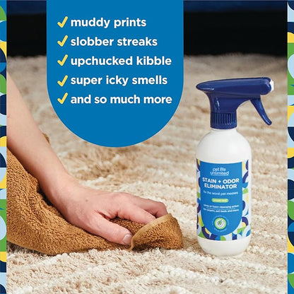 Pet Life Unlimited Foaming Stain + Odor Eliminator Spray Cleaner - Plant-Based Stain Removal - Two-Way Spray Applicator - Natural Juniper Leaf Scent - Made in the USA - 16 Ounce (Pack of 3)