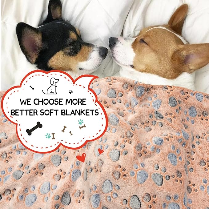 Dog Blankets for Dogs, 3 Pack Large Blanket Medium Dog Cat Soft Fuzzy Blankets Washable,Comfort Flannel,Fuzzy Soft Blankets for Dogs,Pet Blanket,Reversible Cow Print,41 x 31 inch，Blue