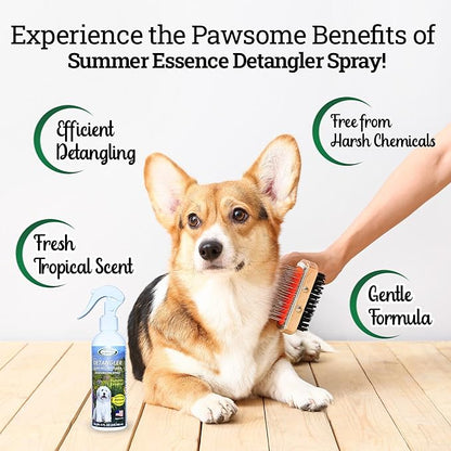 Detangler Spray - Summer Essence Scent - Deodorizing Spray for Dogs and Horses, Leave-In Conditioner, Gently Releases Tangles, Softens Coats, Freshens Scent | Made in the USA | 8 oz