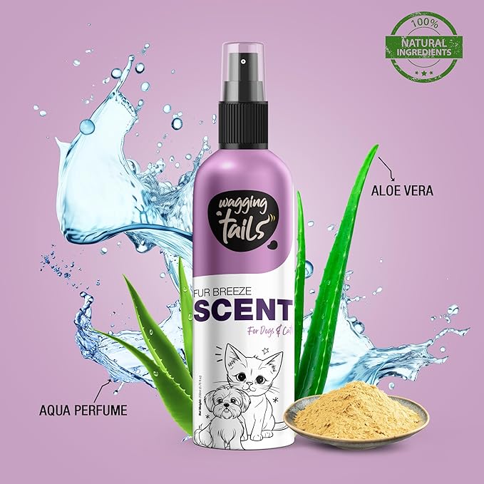 Wagging Tails 5-in-1 Fur Breeze Scent, 6.7 fl oz for Dogs & Cats | Alcohol-Free Pet Freshener | Long-Lasting Freshness & Odor Eliminator | Gentle Formulation for All Pets, Ensuring Daily Freshness