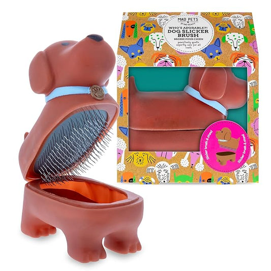 Pet Slicker Brush with Stand Kennel Shaped Box Moulded Design Smooth Coat Grooming Gift for Pet Parents Adorable Practical