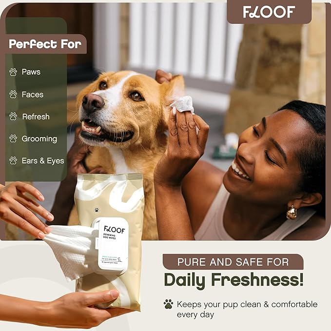 Floof Hypoallergenic Dog Wipes – Natural Aloe Grooming Wipes for Paws Face Ears Eyes & Bum – Vet-Formulated Extra Thick Safe for Puppies & Adult Dogs –864 Count