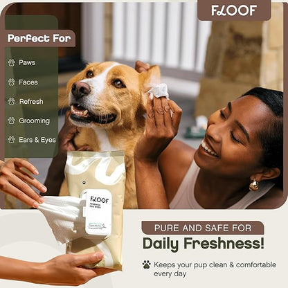 Floof Hypoallergenic Dog Wipes – Natural Aloe Grooming Wipes for Paws Face Ears Eyes & Bum – Vet-Formulated Extra Thick Safe for Puppies & Adult Dogs –864 Count